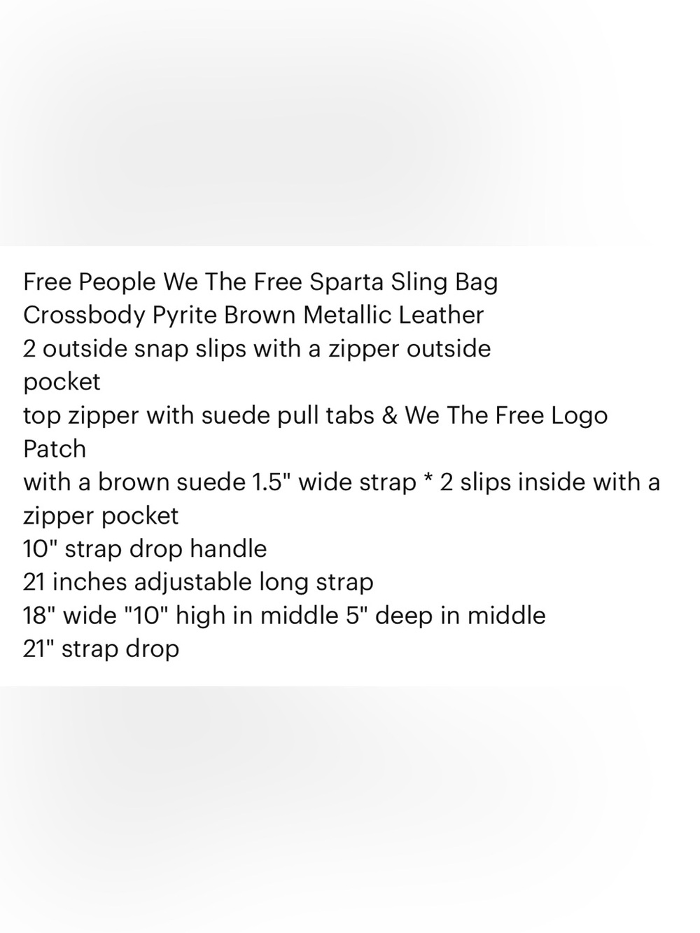 Free People We The Free Pyrite Metallic Brown Leather Sparta Sling Crossbody Bag - Picture 8 of 8